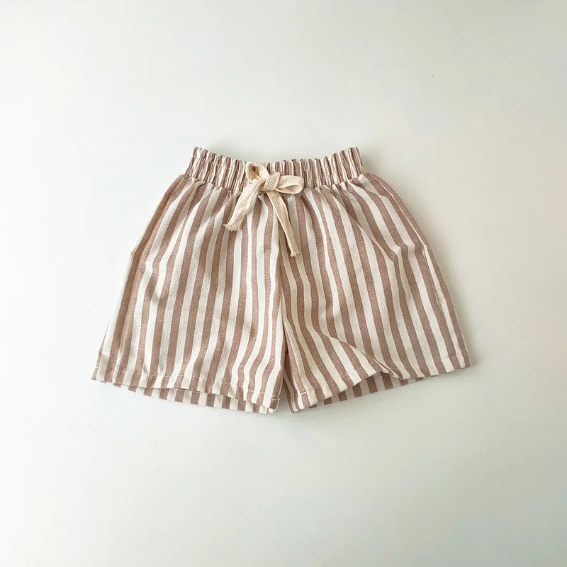 Vintage Linen Cotton Stripe Shorts