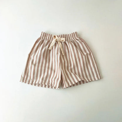 Vintage Linen Cotton Stripe Shorts
