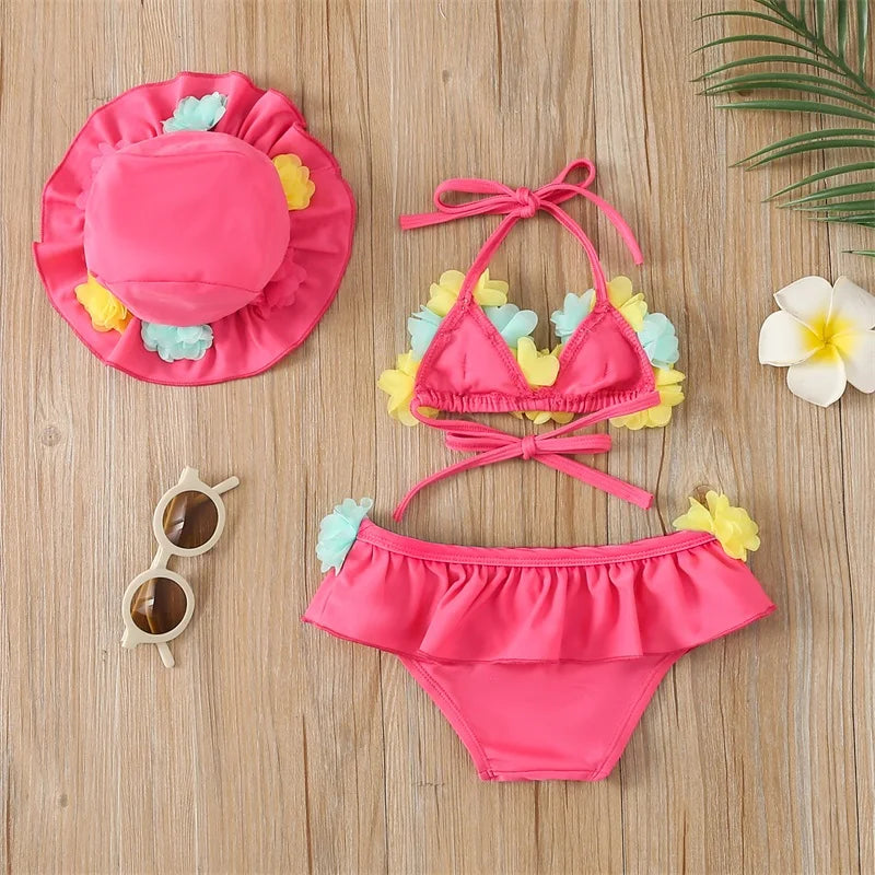 3-Piece Floral Swimsuit