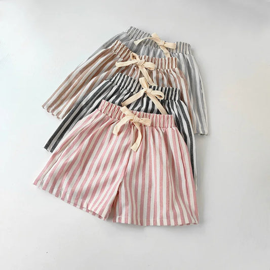 Vintage Linen Cotton Stripe Shorts
