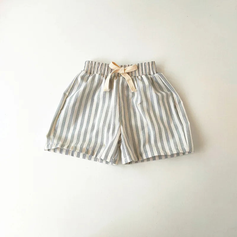 Vintage Linen Cotton Stripe Shorts