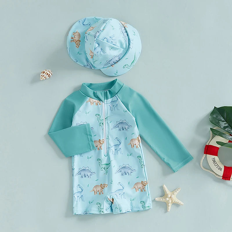 Dinosaur Swimwear with Sun Hat