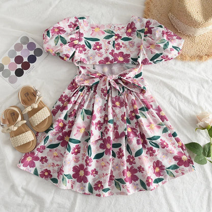 Rose Pink Plaid Bow Princess Dress