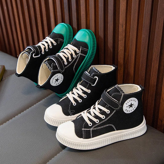 High-Top Canvas Soft Bottom Sneakers