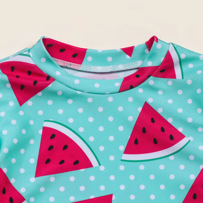 2-Piece Long Sleeve Swim Watermelon Set