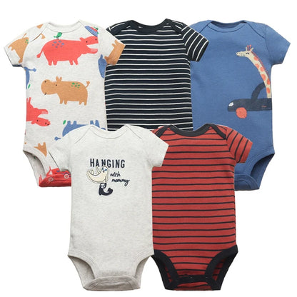 5-Pack Short Sleeve Soft Baby Bodysuits