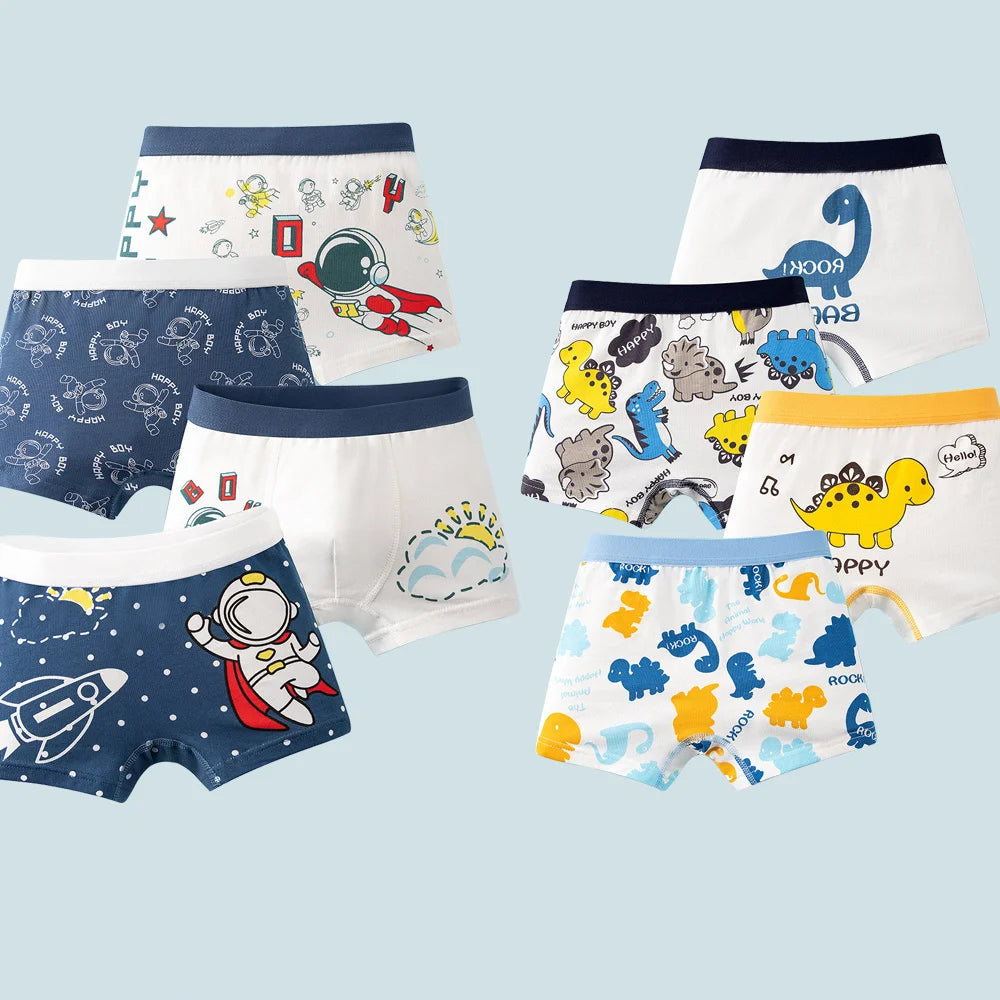 1/4/8 pcs Cotton Boys Boxer Briefs