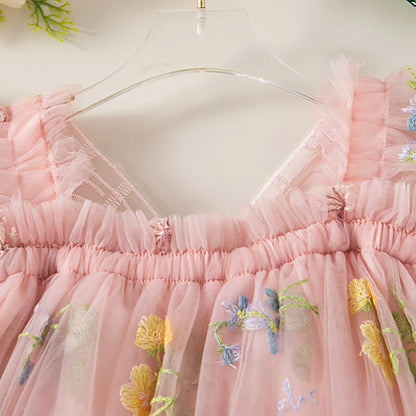 Butterfly Wing Floral Chiffon Princess Dress