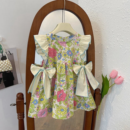 Rose Pink Plaid Bow Princess Dress