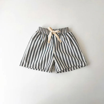 Vintage Linen Cotton Stripe Shorts