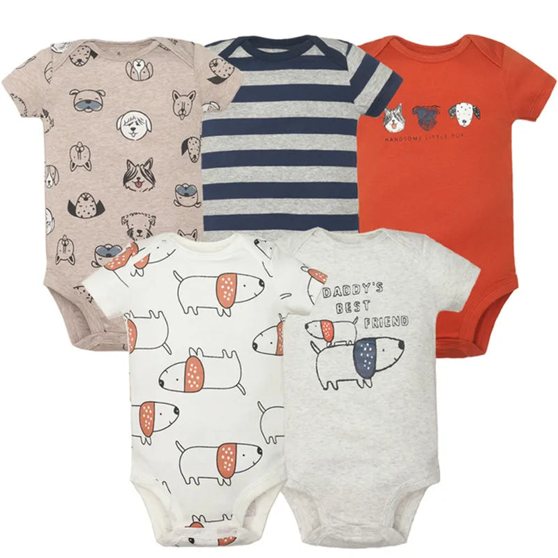 5-Pack Short Sleeve Soft Baby Bodysuits