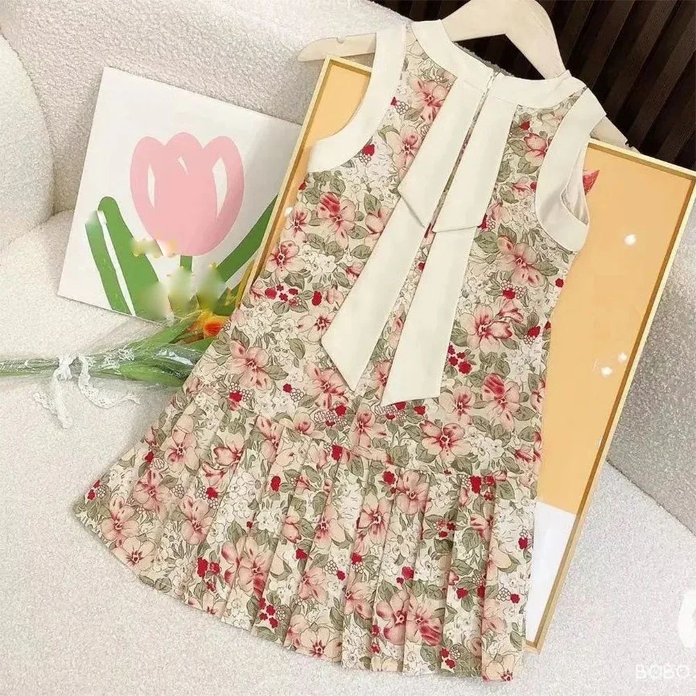 Rose Pink Plaid Bow Princess Dress
