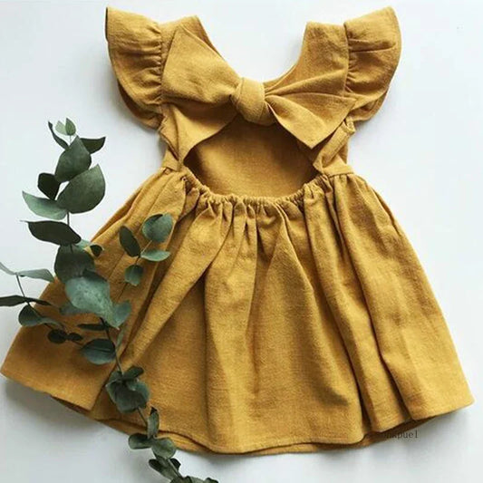 Summer Flying-sleeve Cotton Linen Dress
