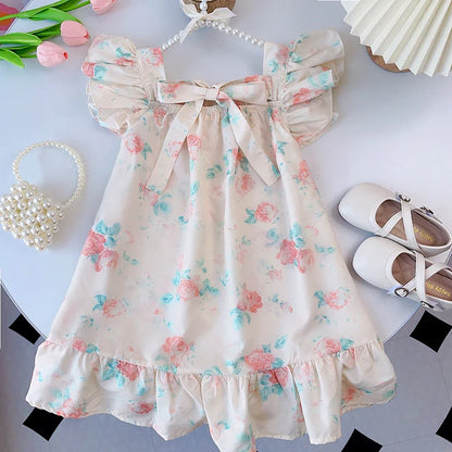 Rose Pink Plaid Bow Princess Dress