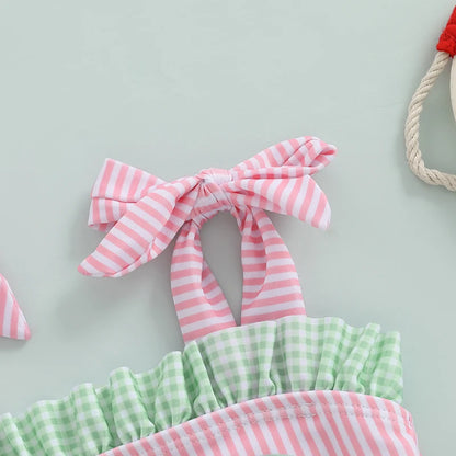 Watermelon Sleeveless Tie Shoulder Swimwear
