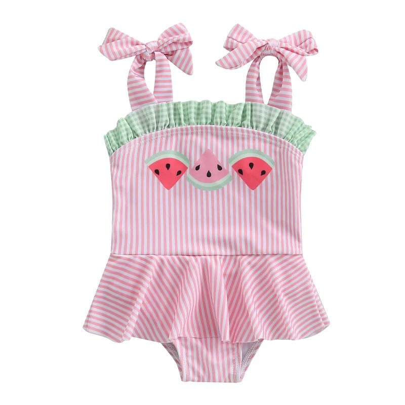 Watermelon Sleeveless Tie Shoulder Swimwear