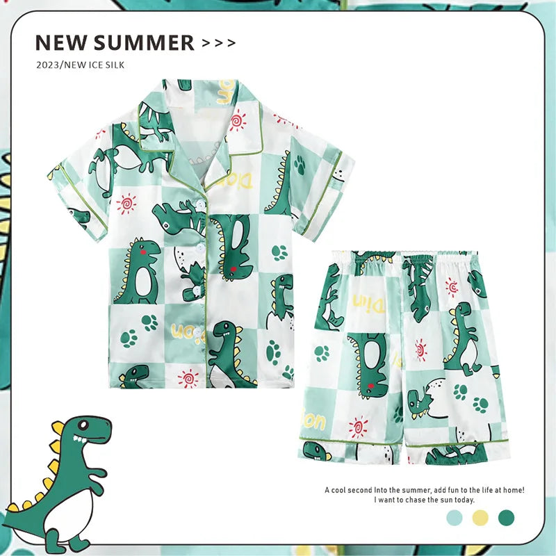 Ice Silk Cartoon Pajama Set