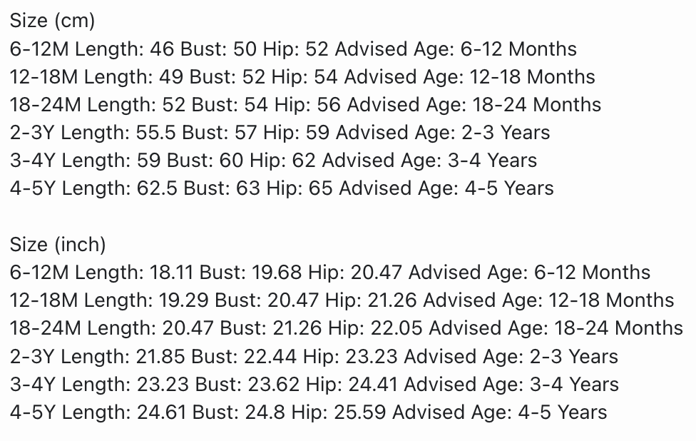 Size Chart