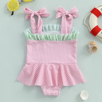 Watermelon Sleeveless Tie Shoulder Swimwear