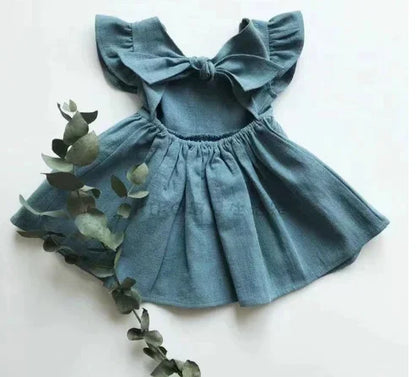 Summer Flying-sleeve Cotton Linen Dress