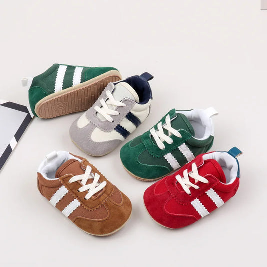 Two-Stripe Baby Moccasins for First Walks