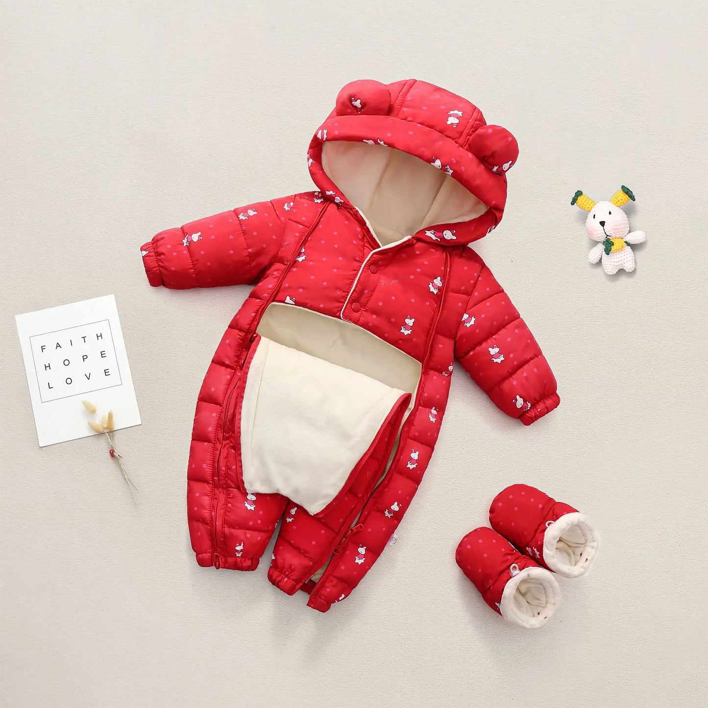 Baby Winter Snowsuit Hooded Warm Jumpsuit