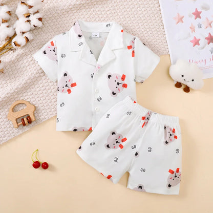 2-Piece Short Sleeve Bear Pajama Set