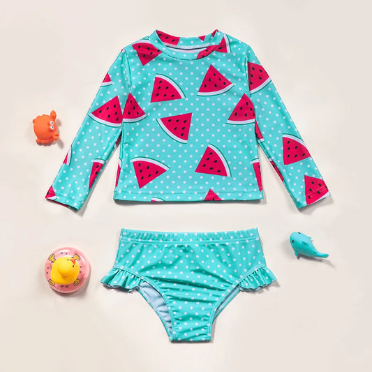 2-Piece Long Sleeve Swim Watermelon Set
