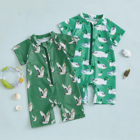 Zip Up Short Sleeve  Swimwear
