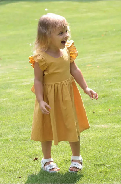 Summer Flying-sleeve Cotton Linen Dress