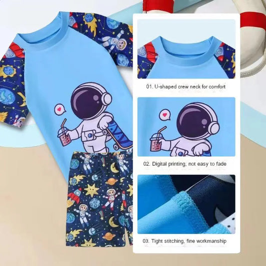 Cartoon Print Swimwear with Hat
