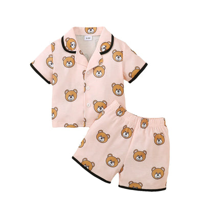 2-Piece Short Sleeve Bear Pajama Set