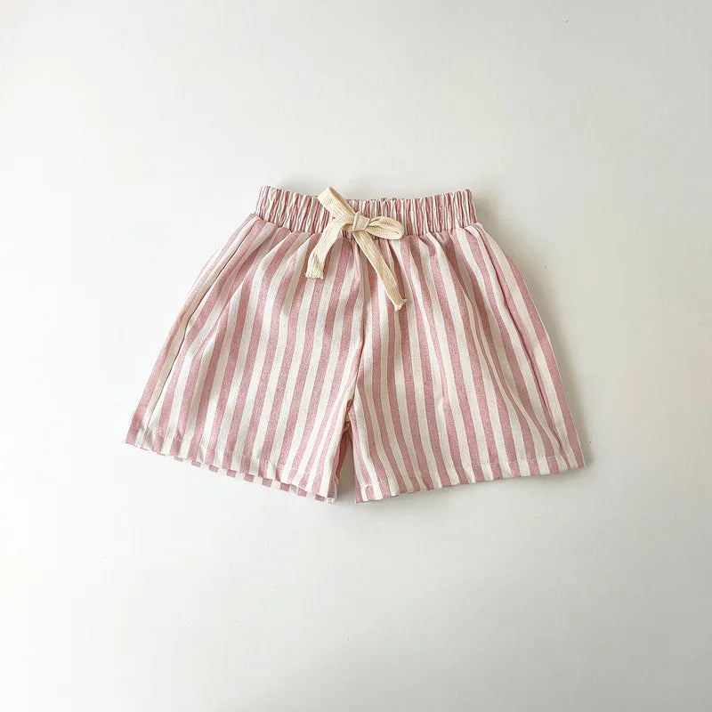 Vintage Linen Cotton Stripe Shorts