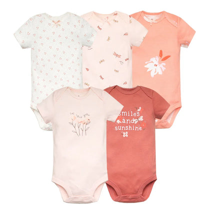 5-Pack Short Sleeve Baby Girl Bodysuits