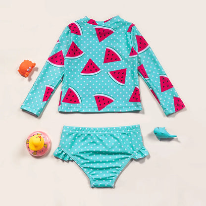 2-Piece Long Sleeve Swim Watermelon Set