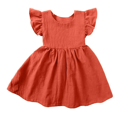 Summer Flying-sleeve Cotton Linen Dress