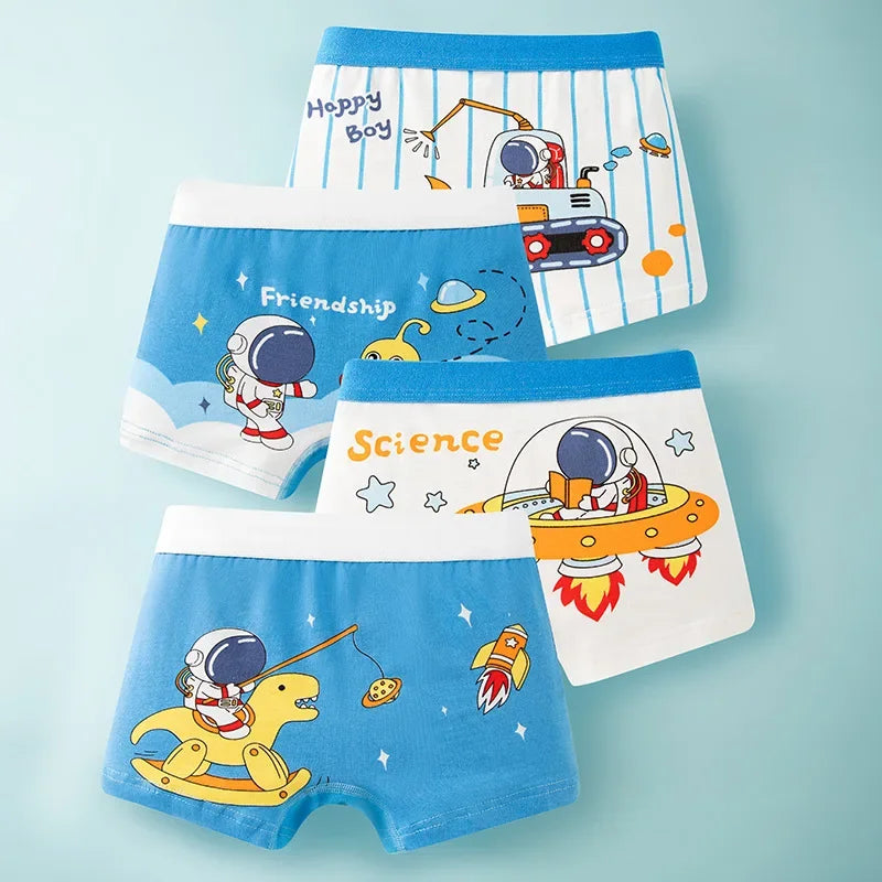 4-Piece Cartoon-Printed Briefs