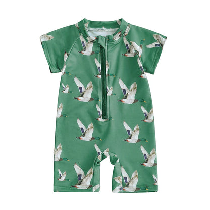 Zip Up Short Sleeve  Swimwear